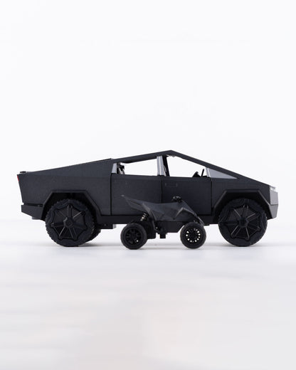 Tesla Cybertruck with Cyberquad Diecast Black Car 1:24 Scale - Ignition Prime