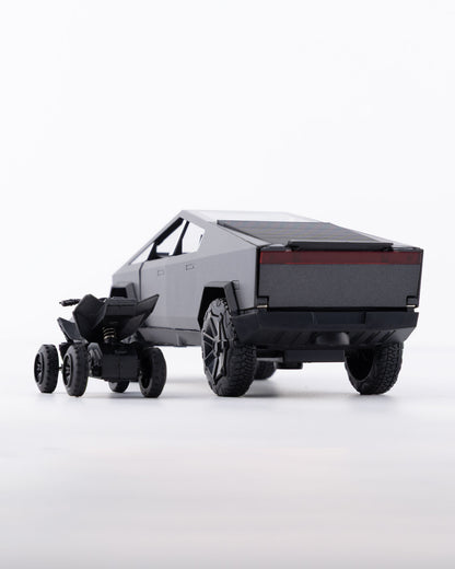 Tesla Cybertruck with Cyberquad Diecast Black Car 1:24 Scale - Ignition Prime