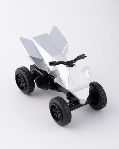 Tesla Cybertruck with Cyberquad Diecast Silver Car 1:24 Scale - Ignition Prime