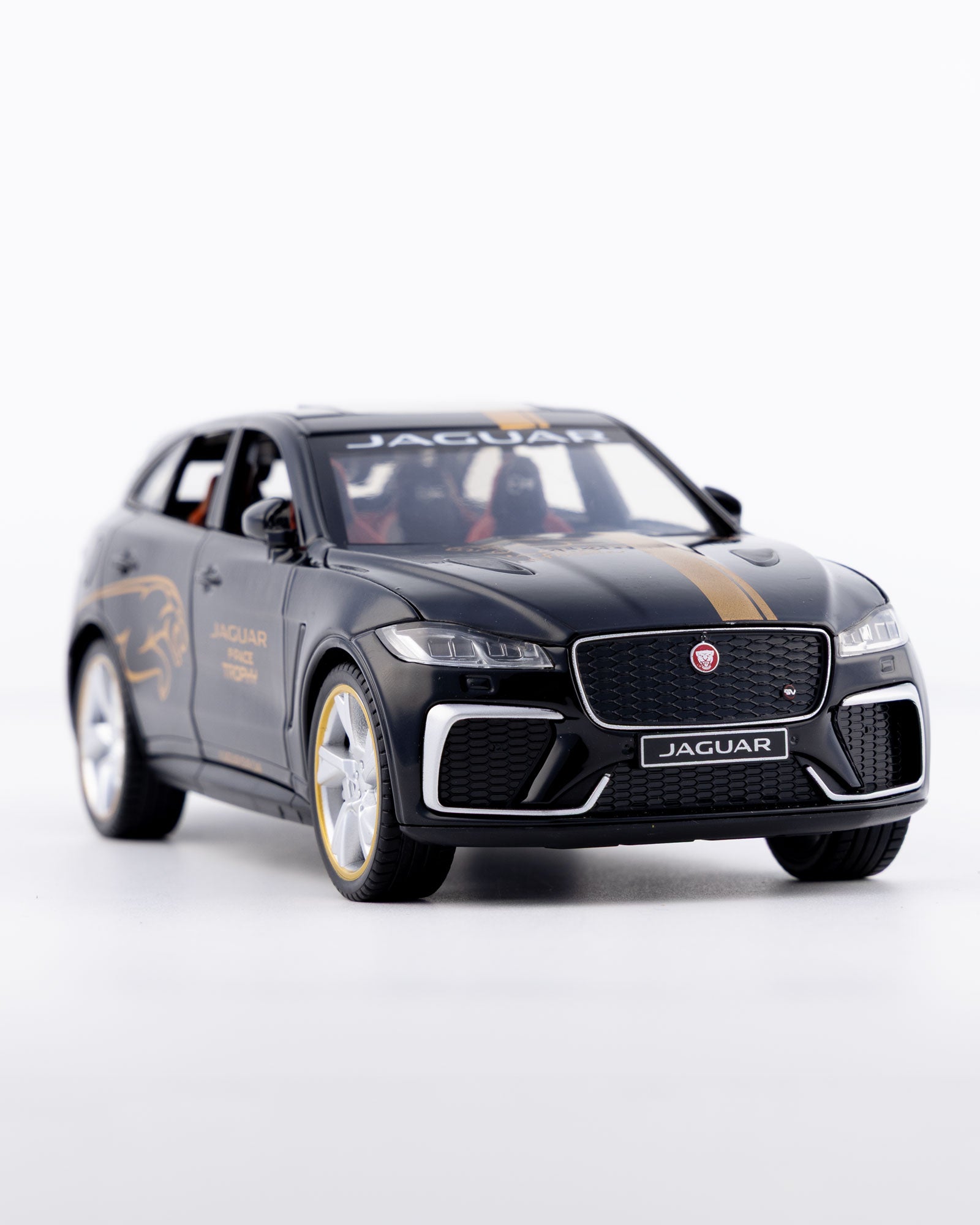 Jaguar F-Pace SVR Trophy Edition Diecast Black with Gold Stripes Car 1:24 Scale - Ignition Prime