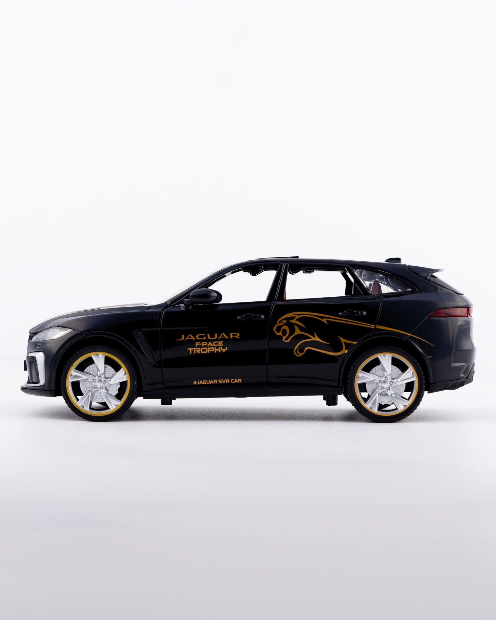 Jaguar F-Pace SVR Trophy Edition Diecast Black with Gold Stripes Car 1:24 Scale - Ignition Prime