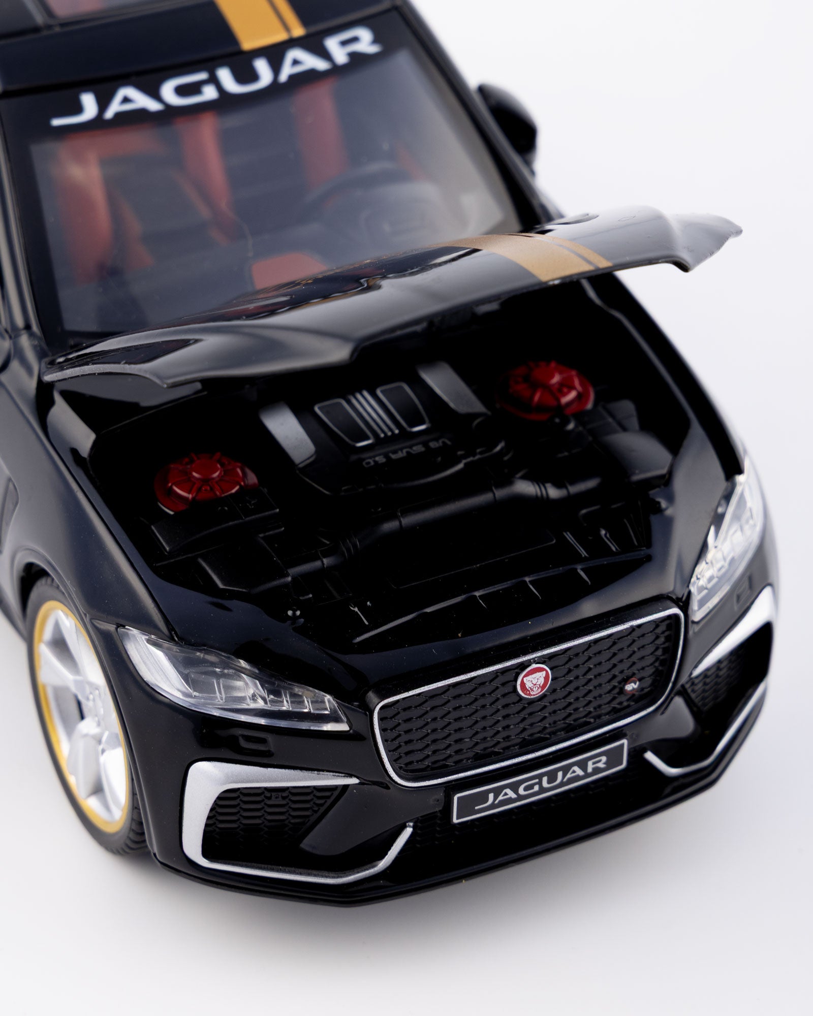 Jaguar F-Pace SVR Trophy Edition Diecast Black with Gold Stripes Car 1:24 Scale - Ignition Prime