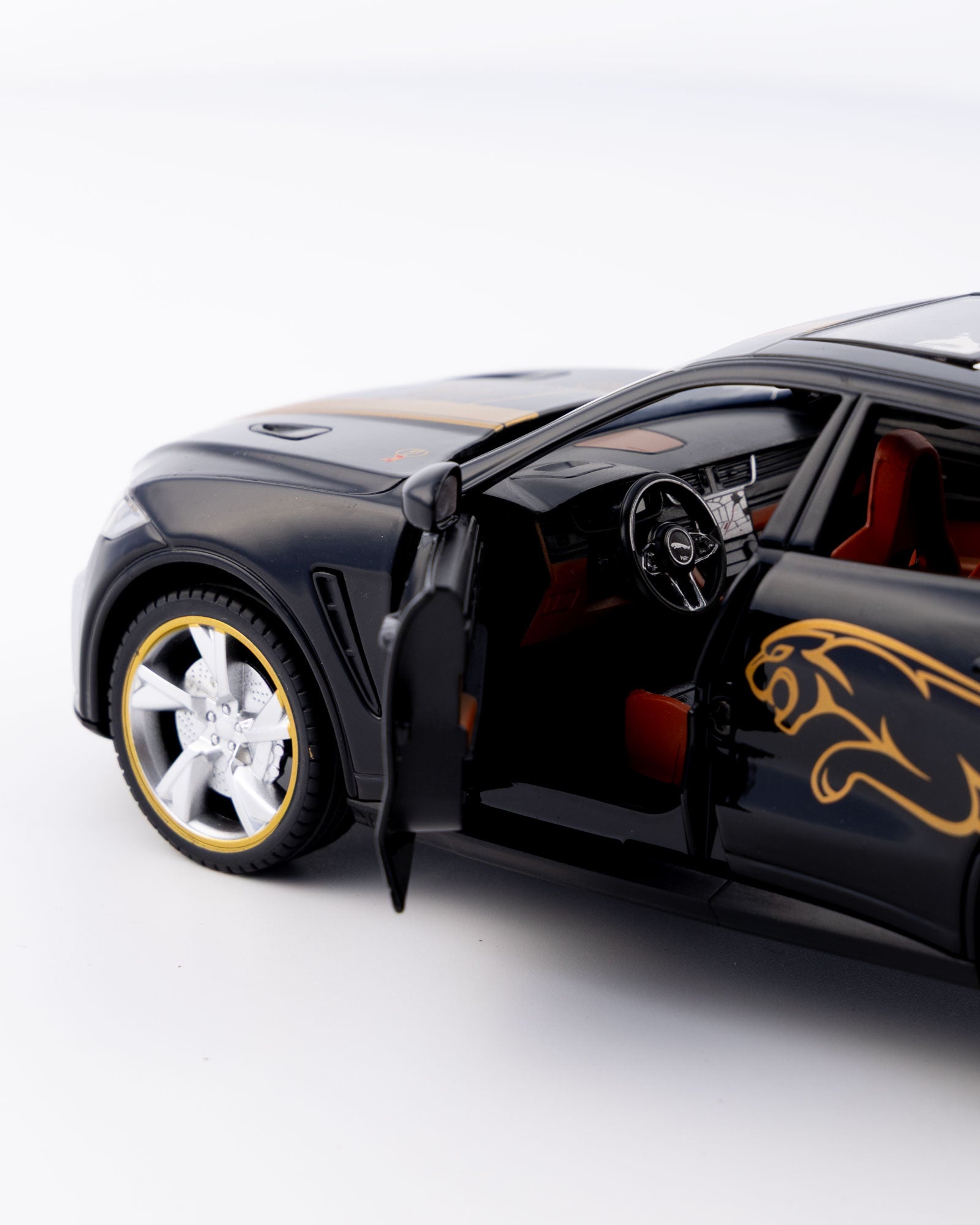 Jaguar F-Pace SVR Trophy Edition Diecast Black with Gold Stripes Car 1:24 Scale - Ignition Prime