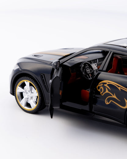 Jaguar F-Pace SVR Trophy Edition Diecast Black with Gold Stripes Car 1:24 Scale - Ignition Prime