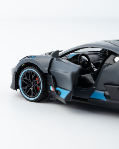 Bugatti Divo Diecast Grey with Blue Accents Car 1:24 Scale - Ignition Prime