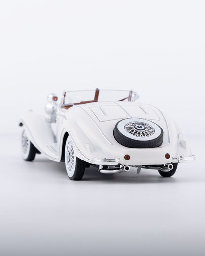 Mercedes-Benz 500K Cabriolet Diecast White Car 1:24 Scale - Ignition Prime