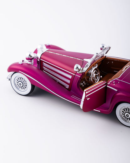 Mercedes-Benz 500K Cabriolet Diecast Purple Car 1:24 Scale - Ignition Prime