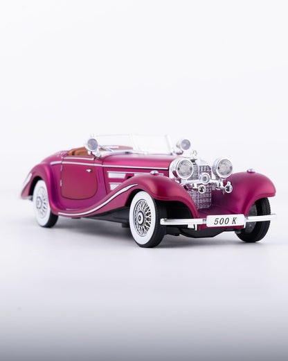 Mercedes-Benz 500K Cabriolet Diecast Purple Car 1:24 Scale - Ignition Prime
