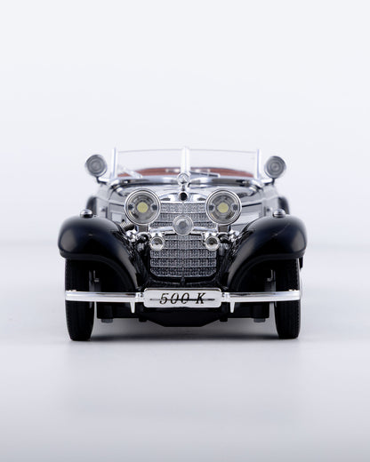 Mercedes-Benz 500K Cabriolet Diecast Black Car 1:24 Scale - Ignition Prime