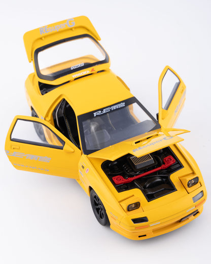 Mazda RX-7 FC3S RE Amemiya Diecast Yellow Car 1:24 Scale - Ignition Prime
