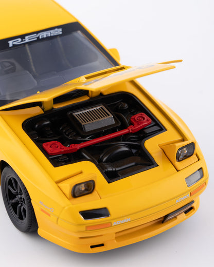 Mazda RX-7 FC3S RE Amemiya Diecast Yellow Car 1:24 Scale - Ignition Prime