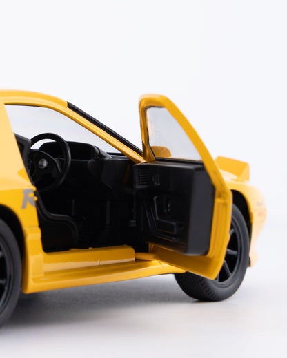 Mazda RX-7 FC3S RE Amemiya Diecast Yellow Car 1:24 Scale - Ignition Prime