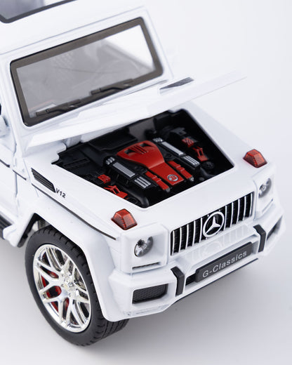 Mercedes-Benz G63 AMG V12 G-Class Diecast White Car 1:24 Scale - Ignition Prime