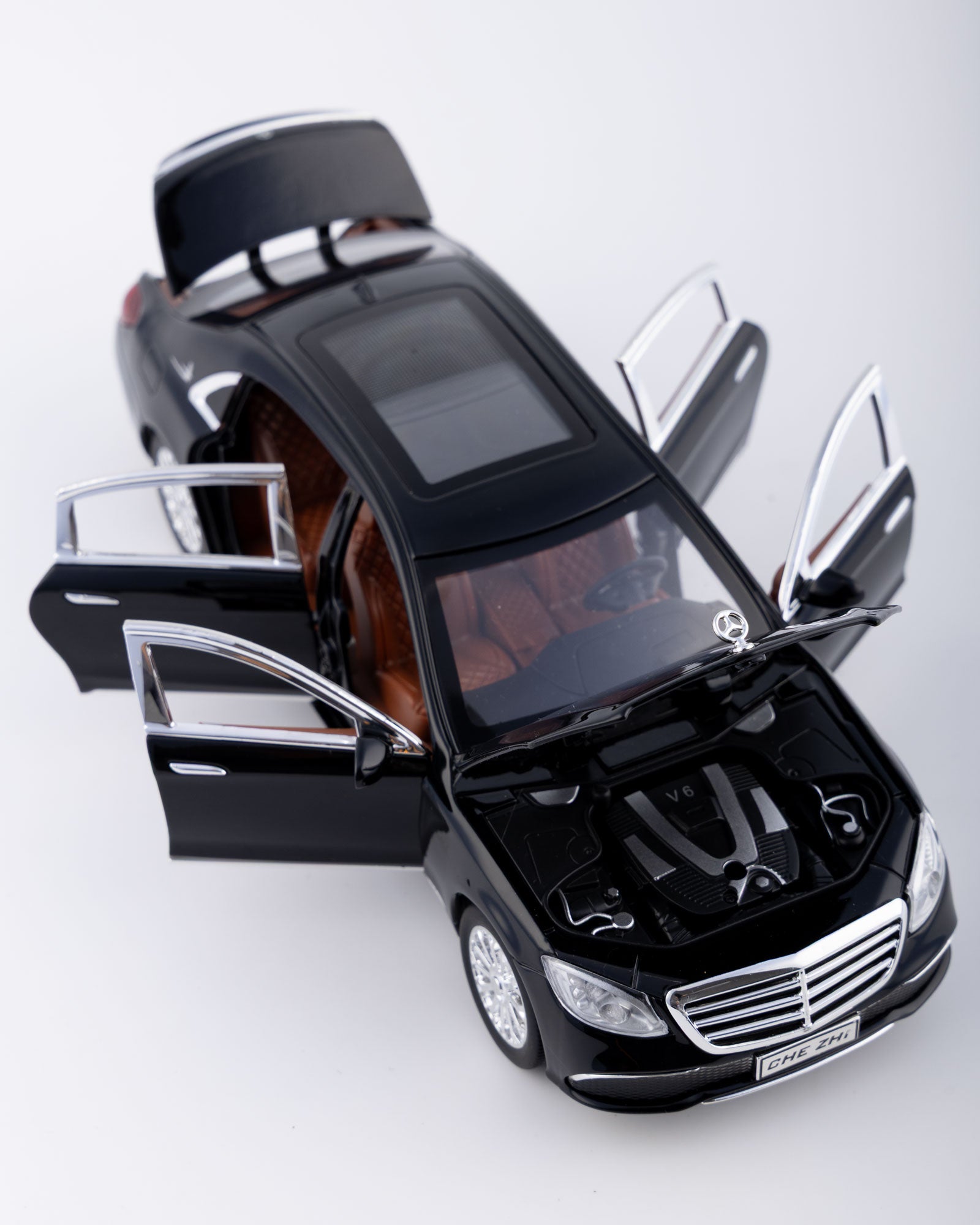 Mercedes-Benz E300eL Diecast Black Car 1:24 Scale - Ignition Prime
