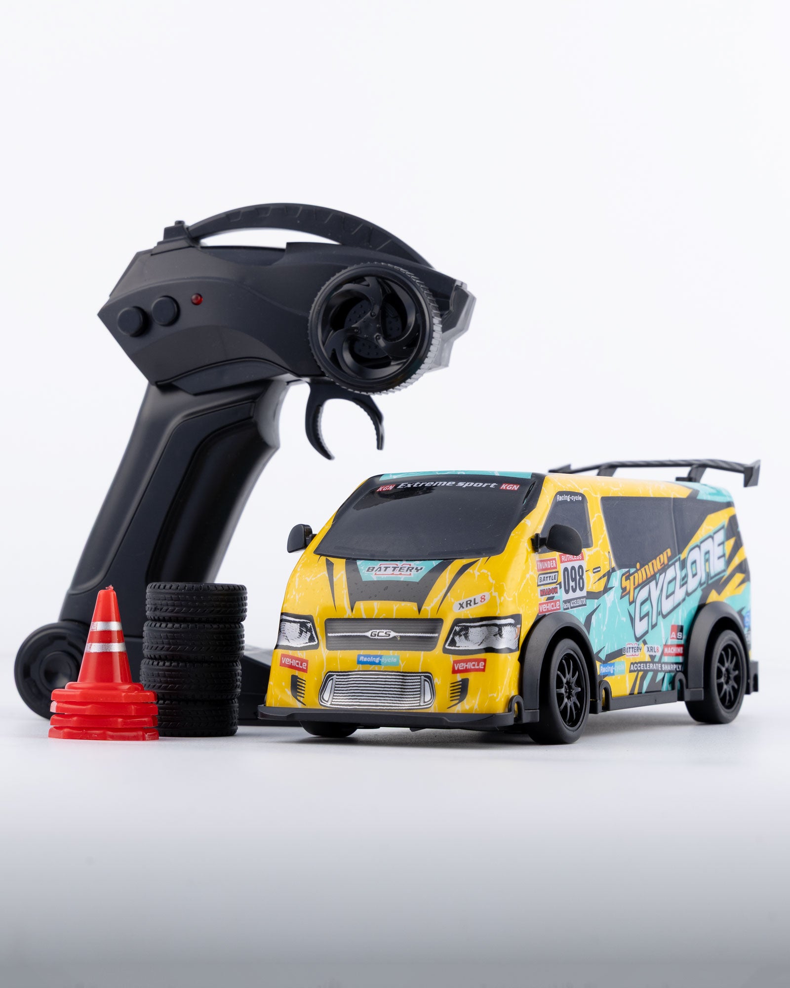 Drift Van Spinner Cyclone with Remote & Accessories Car 1:18 Scale - Ignition Prime